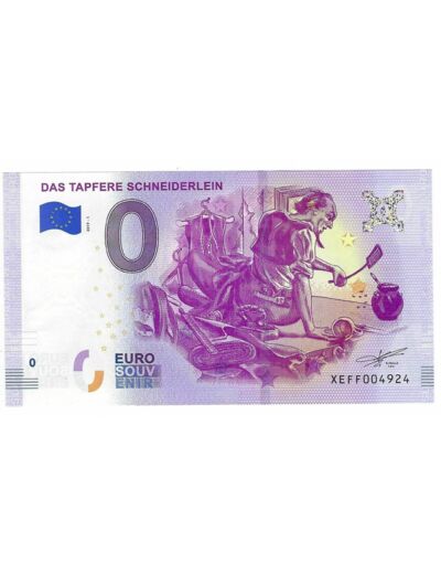 ALLEMAGNE 2019-1 DAS TAPFERE SCHNEIDERLEIN BILLET SOUVENIR 0 EURO TOURISTIQUE