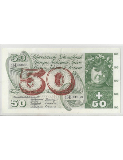 SUISSE 50 FRANCS FRANKEN 07 03 1973 SERIE 46 D 83209 TTB+