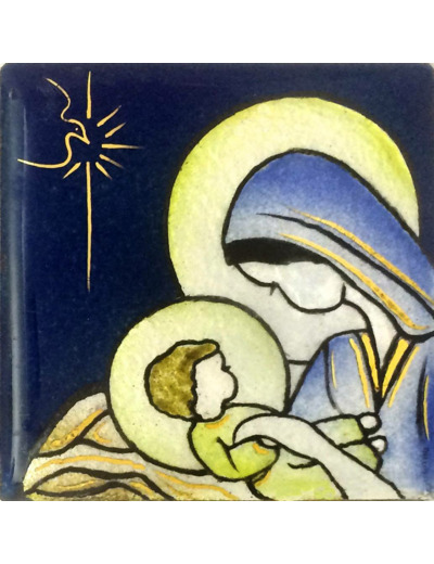 Vierge aux langes bleu 6,2X6,2cm - EMAUX DU LIBAN