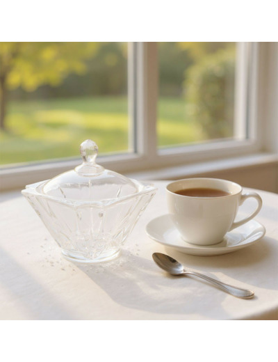 Bonbonnière diamant verre 11x11x11cm