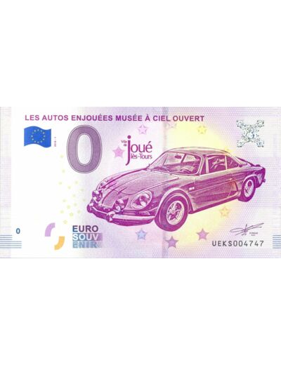 37 JOUE LES TOURS 2018-1 ANNEE ALPINE A110 BERLINETTE Numero 4747 BILLET 0 EURO