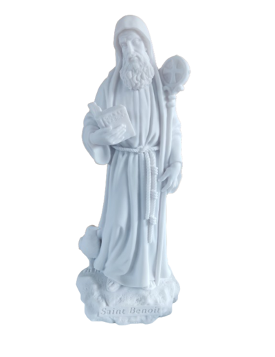 Saint Benoît - Statue en Albaster 60cm - Blanc
