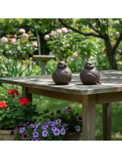 Ensemble 2 oiseaux en fonte 6x6x7cm