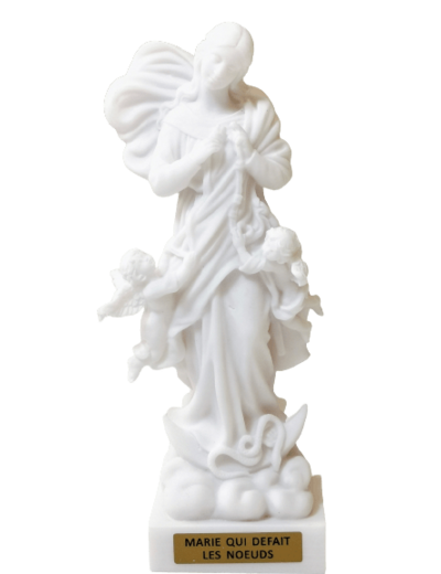 Marie Qui Défait Les Noeuds - Statue en albâtre 17cm -Blanche