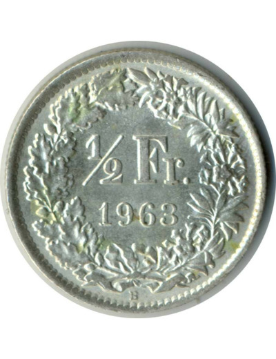 SUISSE 1/2 FRANC 1963 B SUP N1