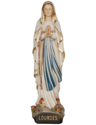Vierge de Lourdes en bois 14cm- COULEUR