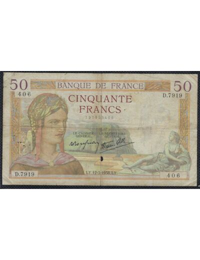 FRANCE 50 FRANCS CERES 17-3-1938 D.7919 TB