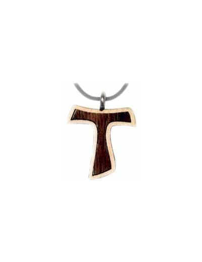 Croix en Bois d'Erable 2,5cm Vernis avec Cordon - TAU 2 TONS