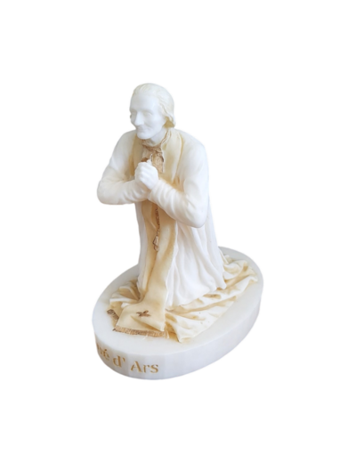 Saint Curé D'Ars - Statue 10cm en Albaster - Beige et Or