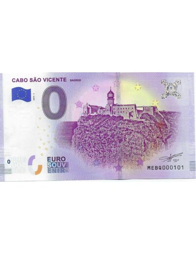 PORTUGAL 2019 -1 CABO SAO VICENTE 0 EURO BILLET SOUVENIR TOURISTIQUE  NEUF