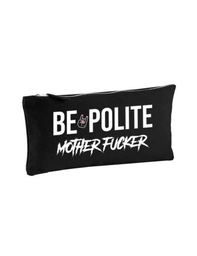 Pochette zippée en coton small - imprimée "Be Polite Motherfucker" noire,