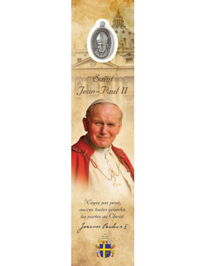 Signet plastifié avec médaille- SAINT JEAN-PAUL II