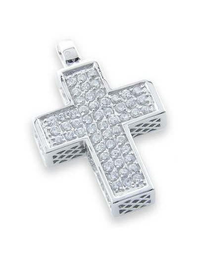Croix en Argent 925 3x1,9cm- ZIRCONIUMS synthétiques