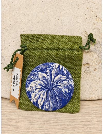 Badge Toile de Jouy feuillage tropical-Création française