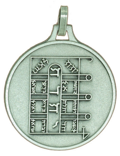Médaille 30mm en Métal Argenté - PENTACLE LUNE