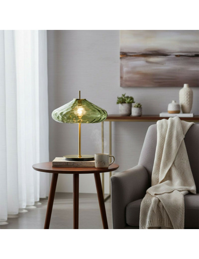 Lampe à Poser Led Cyrus Verte verre Métal 40x40x53cm