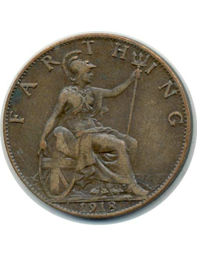 GRANDE BRETAGNE 1 FARTHING 1918 GEORGES V TTB (W808.1)