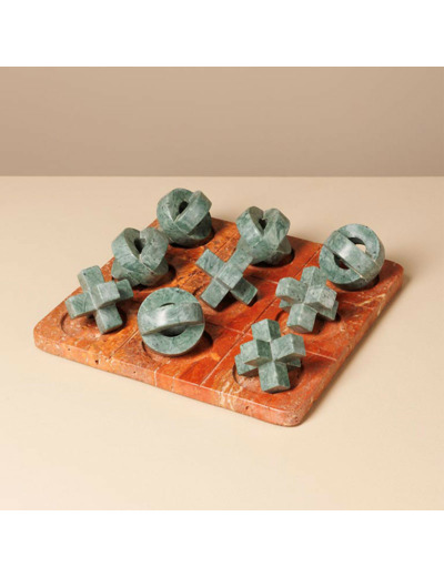 Jeux Morpion Oxo Marbre Travertin 23x23x6cm