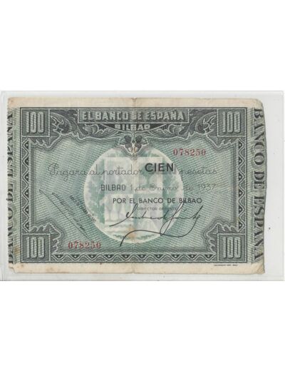 Espagne  SPAIN  BILBAO 100 PESETAS 01 01 1937 TB+