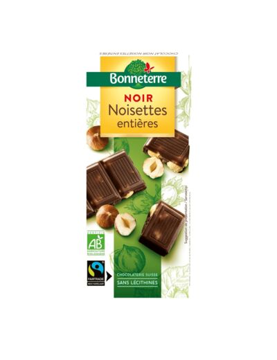 Chocolat Noir Bio Noisettes entières-100g-Bonneterre