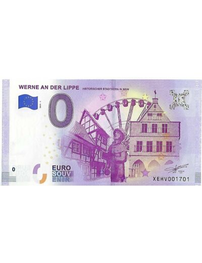 ALLEMAGNE 2019-1 WERNE AN DER LIPPE BILLET SOUVENIR 0 EURO TOURISTIQUE  NEUF