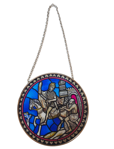 Vitrail Mural en verre D114mm, avec ventouse - Basilique SMT