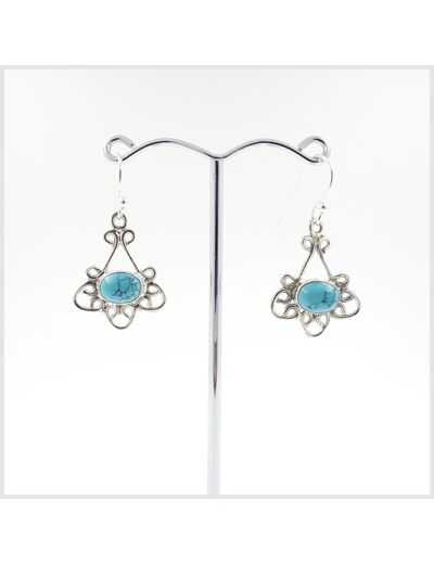 Boucles d'oreilles Turquoise et Argent Massif