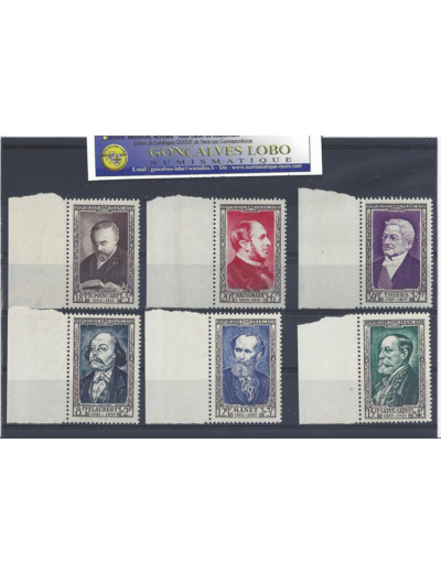 YVERT 930 a 935 CELEBRITES DU XIX Serie 6 Timbres NEUF Bord de Feuille