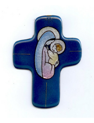 Croix VIERGE OVALE 11,3x8,3cm - EMAUX DU LIBAN