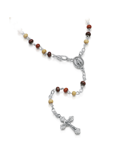 Chapelet en bois 6mm MULTICOLORE croix métal MIRACULEUSE + Boite