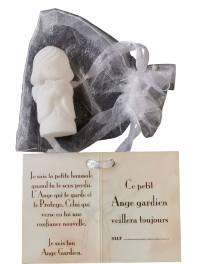 Ange Gardien Fille Livre -Statue en Albaster 4,5cm + TULLE