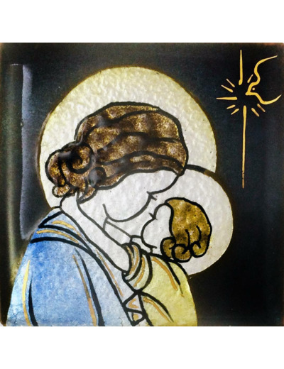 Vierge de Botticelli 6,2X6,2cm - EMAUX DU LIBAN
