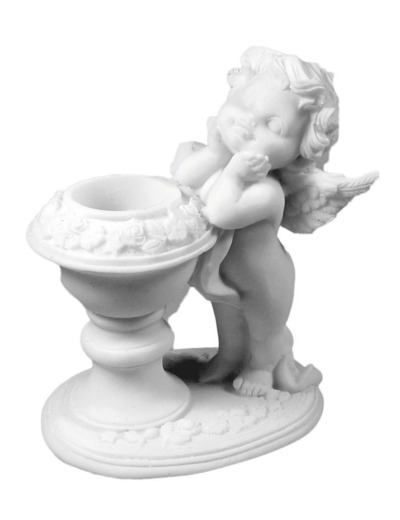 Statue en albâtre 10cm - ANGE ET VASQUE- Blanc