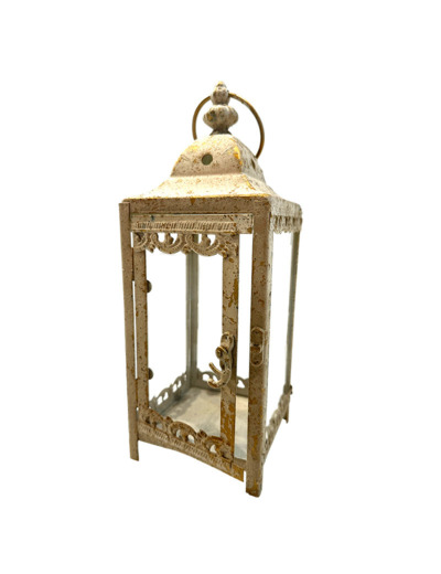 Lanterne jardin doré fer 12x12x31cm