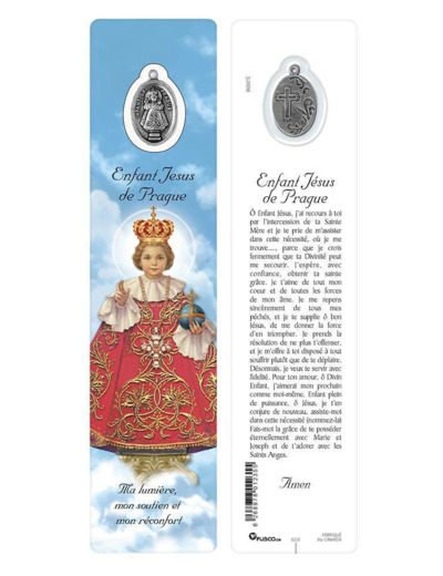 Signet plastifié avec médaille JESUS DE PRAGUE