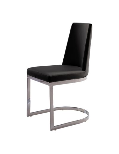 Chaise simili cuir CARMEN noir, structure chrome