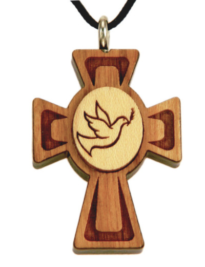 Croix en Bois d'Erable Vernis 3,5cm avec Cordon - COLOMBE