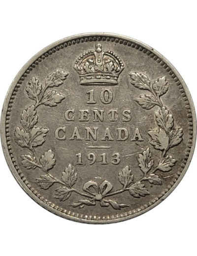 CANADA 10 CENTS GEORGES V 1913 argent TTB (W23)