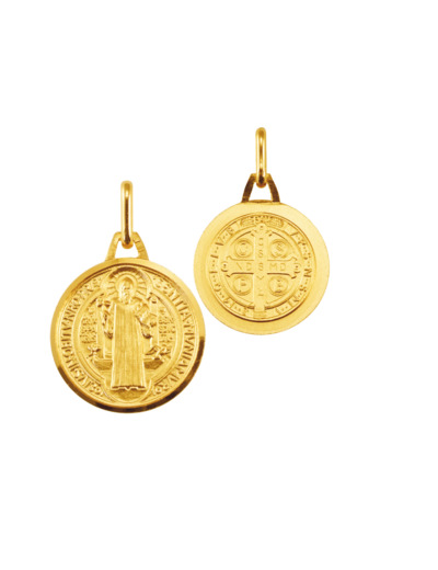 Médaille 16mm en Plaqué Or  - St Benoît