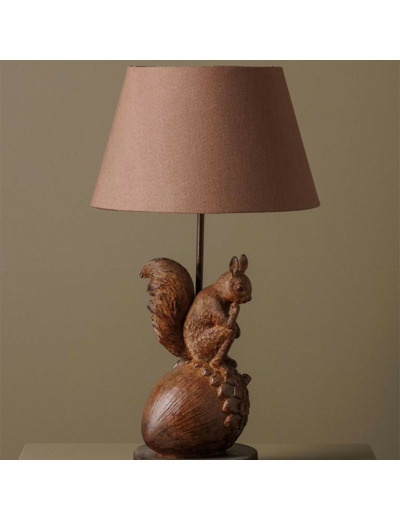 Lampe à Poser Ecureuil Pensif Résine Lin 30x55cm