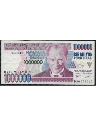 TURQUIE 1000000 LIRA L.1970 (1995) Série D50 TTB+ (W209)