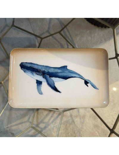 Plateau baleine bleu 26x15cm