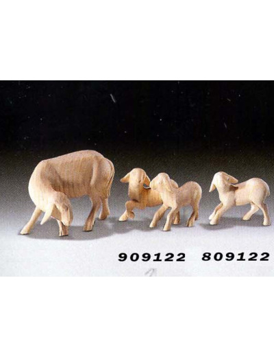 Agneaux groupe - 9 cm - bois clair