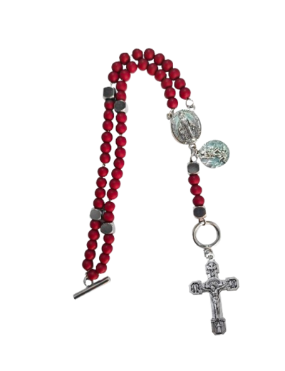 Bracelet chapelet de Combat 4mm. 2 Médailles + Livret - St Michel