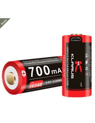 Batterie rechargeable prise micro USB pour lampe Klarus Mi1C/XT1A/XT1C