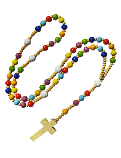 Chapelet bois multicolore - Perles 8/10mm - mini 6 pièces