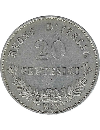 ITALIE 20 CENTESIMI 1863 MBN TTB+