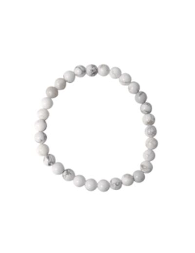 Bracelet en howlite blanche  6 mm