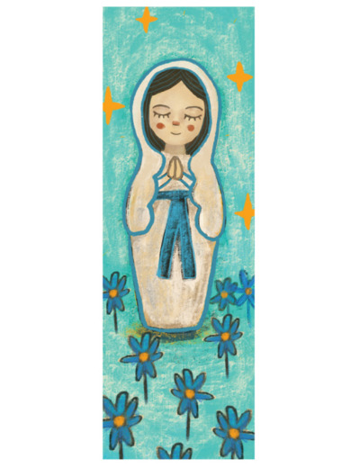 Signet Plastifié 18.5x4.5cm Ave Maria +Prières Français/Anglais