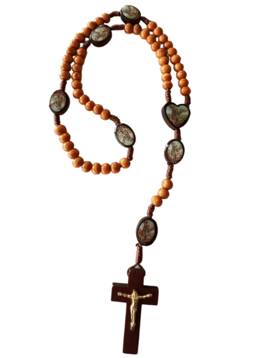 Chapelet Perles en Bois sur Corde -  SAINT MICHEL